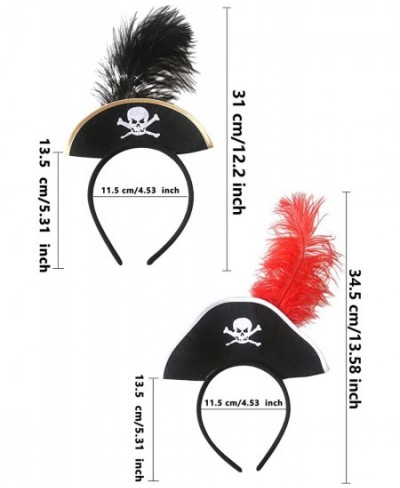 10 Pack Pirate Hat Headband Skull Feather Mini Pirate Top Hat Headband Headpiece for Halloween Pirate Theme Party Costume Acc...