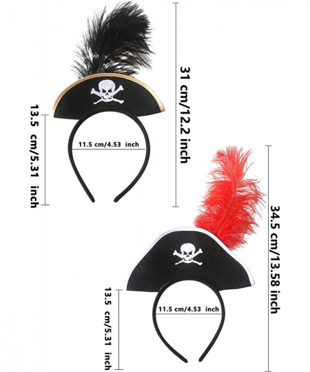 10 Pack Pirate Hat Headband Skull Feather Mini Pirate Top Hat Headband Headpiece for Halloween Pirate Theme Party Costume Acc...