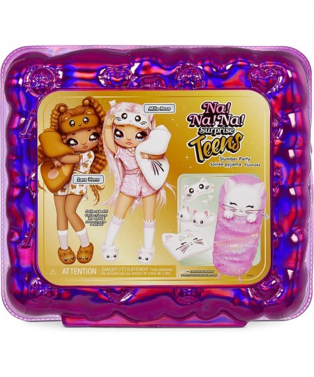 Teens Slumber Party Soft Fabric Fashion Doll Playset Mila Rose 11" Pink Hair Persian Kitty Inspired Pajamas & Accessories Age...