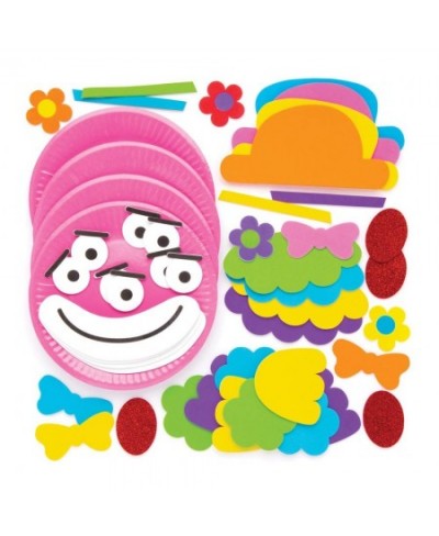 AW475 Clown Plate Ornament Craft Kits - Pack of 4 Paper Plate and Adhesive Foam Pieces Included Perfect for Toddler Art Suppl...