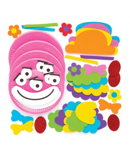 AW475 Clown Plate Ornament Craft Kits - Pack of 4 Paper Plate and Adhesive Foam Pieces Included Perfect for Toddler Art Suppl...