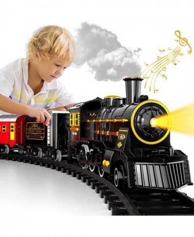 Christmas Train ElectricTrain Set with Retro Classic Steam Engine Wagon and Long Tracks Battery Powered Train Playset with Sm...