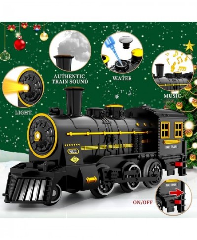 Christmas Train ElectricTrain Set with Retro Classic Steam Engine Wagon and Long Tracks Battery Powered Train Playset with Sm...