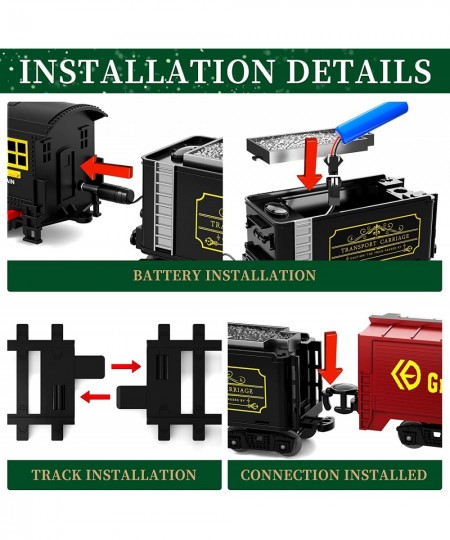 Christmas Train ElectricTrain Set with Retro Classic Steam Engine Wagon and Long Tracks Battery Powered Train Playset with Sm...