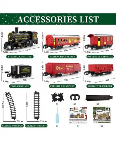 Christmas Train ElectricTrain Set with Retro Classic Steam Engine Wagon and Long Tracks Battery Powered Train Playset with Sm...