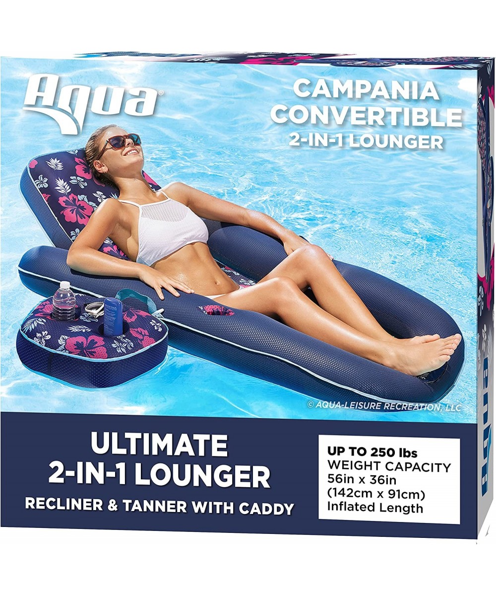 Aqua Campania Ultimate 2-in-1 Pool Float Lounge – Extra Large – Inflatable Pool Floats for Adults with Adjustable Backrest & ...