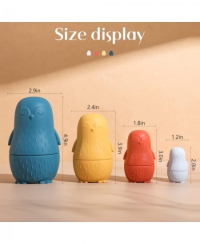 Russian Nesting Dolls Silicone Matryoshka Doll 4 Pcs Penguin Shape Stacking Nesting Dolls Montessori Educational Toy Set for ...