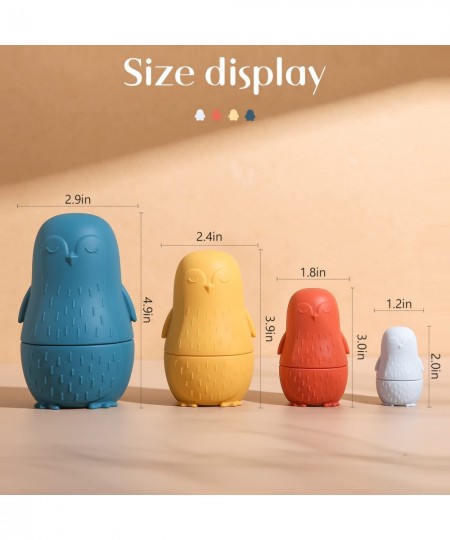 Russian Nesting Dolls Silicone Matryoshka Doll 4 Pcs Penguin Shape Stacking Nesting Dolls Montessori Educational Toy Set for ...