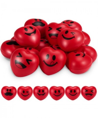 18PCS Valentine's Day Heart Stress Balls 3" Smiley Face Balls Red Heart Shape Foam Balls for Kids Valentines Party Favors Sch...