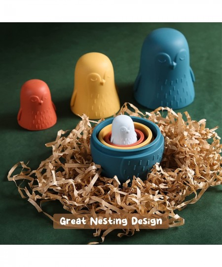 Russian Nesting Dolls Silicone Matryoshka Doll 4 Pcs Penguin Shape Stacking Nesting Dolls Montessori Educational Toy Set for ...