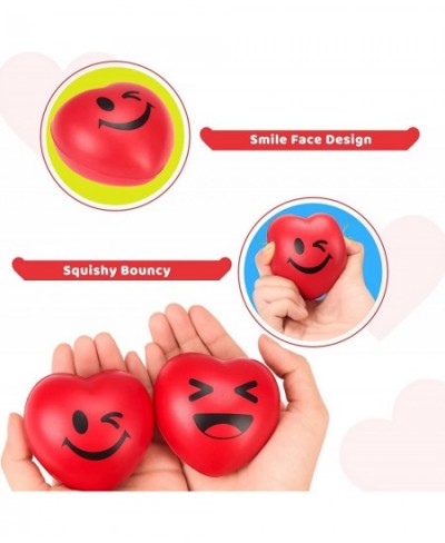 18PCS Valentine's Day Heart Stress Balls 3" Smiley Face Balls Red Heart Shape Foam Balls for Kids Valentines Party Favors Sch...