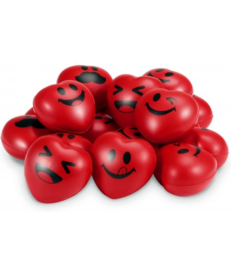 18PCS Valentine's Day Heart Stress Balls 3" Smiley Face Balls Red Heart Shape Foam Balls for Kids Valentines Party Favors Sch...