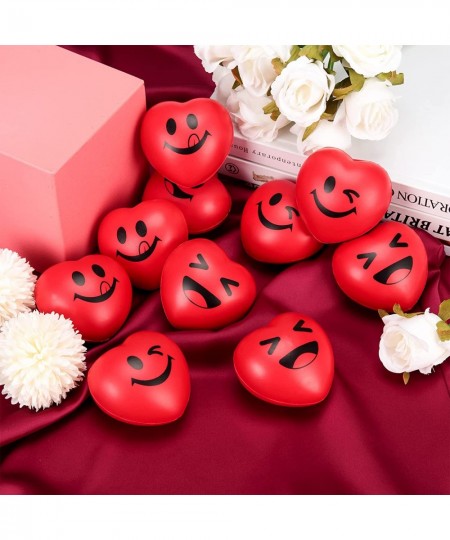 18PCS Valentine's Day Heart Stress Balls 3" Smiley Face Balls Red Heart Shape Foam Balls for Kids Valentines Party Favors Sch...