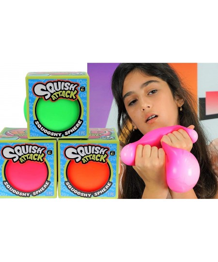 Squish Attack Giant Stress Balls (1 Balls Assorted Color) 4 Inch Jumbo Super Squishy Dough Balls for Kids & Adults. Large Str...