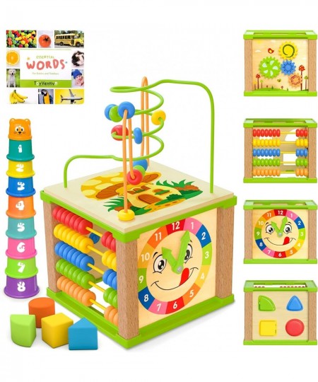 Wooden Kids Baby Activity Cube - Boys Gift Set | One 1 2 Year Old Boy Gifts Toys | Developmental Toddler Educational Learning...