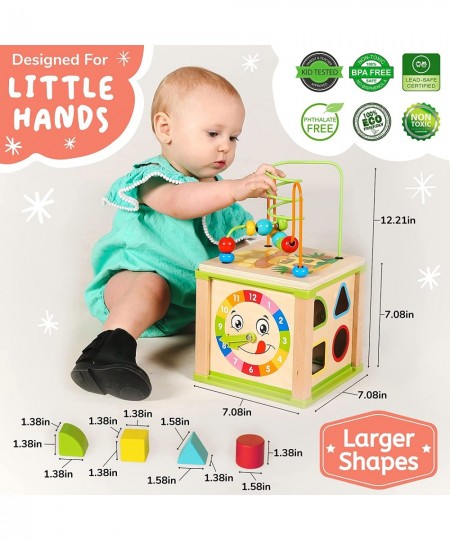 Wooden Kids Baby Activity Cube - Boys Gift Set | One 1 2 Year Old Boy Gifts Toys | Developmental Toddler Educational Learning...