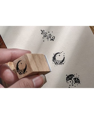 16cs Wood Rubber Stamp Set Botanical Decorative Wooden Stamp Set Bowknot Flower Leaf Stamp for Art Craft Journal Diary Scrapb...