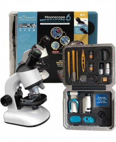 Moonscope - Optical Microscope for Kids 40X 100X 640X High Magnification Beginner Microscope STEM Kit | Rotating Head Desk Bo...