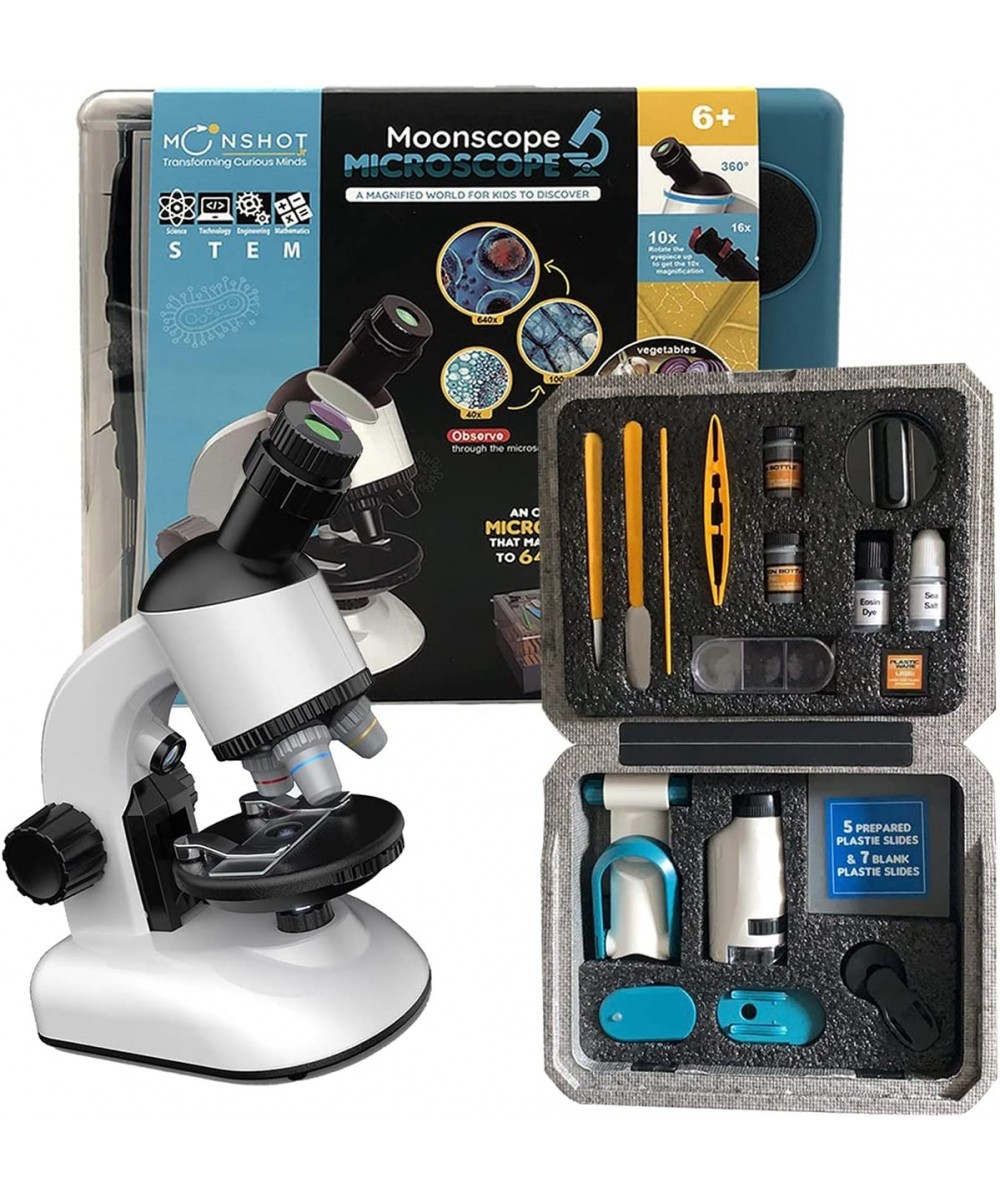 Moonscope - Optical Microscope for Kids 40X 100X 640X High Magnification Beginner Microscope STEM Kit | Rotating Head Desk Bo...