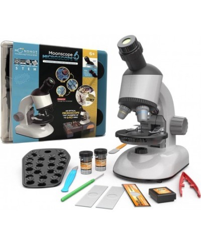 Moonscope - Optical Microscope for Kids 40X 100X 640X High Magnification Beginner Microscope STEM Kit | Rotating Head Desk Bo...