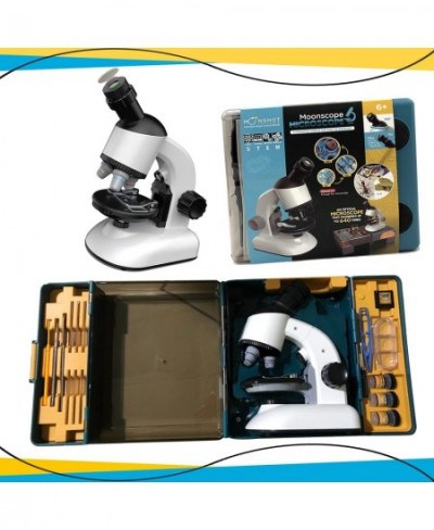 Moonscope - Optical Microscope for Kids 40X 100X 640X High Magnification Beginner Microscope STEM Kit | Rotating Head Desk Bo...