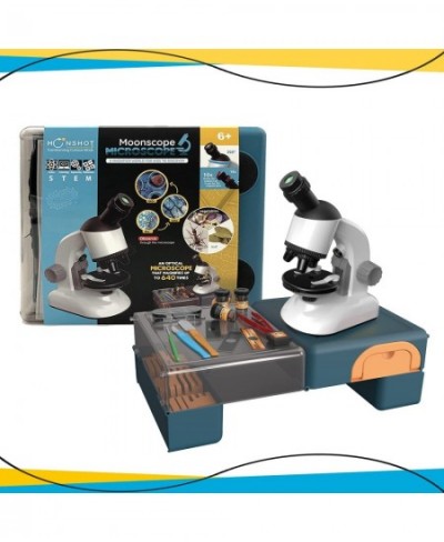 Moonscope - Optical Microscope for Kids 40X 100X 640X High Magnification Beginner Microscope STEM Kit | Rotating Head Desk Bo...