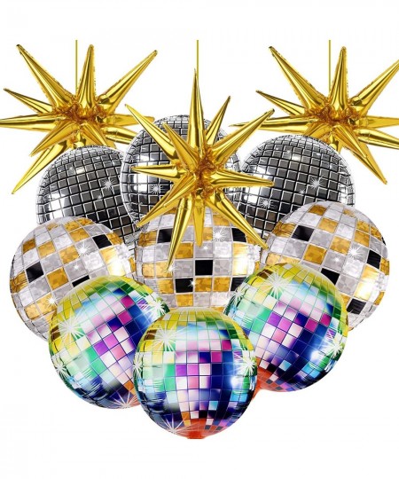 12 Pcs Disco Ball Balloons Huge Gold Explosion Star Aluminum Foil Balloons for Birthday Bachelorette Party 70s 80s 90s Theme ...