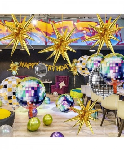 12 Pcs Disco Ball Balloons Huge Gold Explosion Star Aluminum Foil Balloons for Birthday Bachelorette Party 70s 80s 90s Theme ...