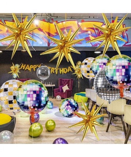 12 Pcs Disco Ball Balloons Huge Gold Explosion Star Aluminum Foil Balloons for Birthday Bachelorette Party 70s 80s 90s Theme ...