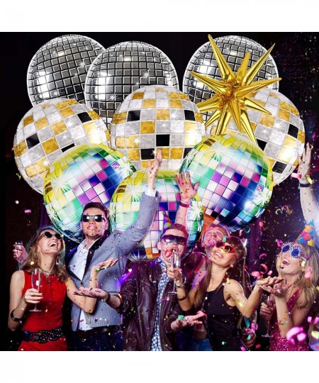 12 Pcs Disco Ball Balloons Huge Gold Explosion Star Aluminum Foil Balloons for Birthday Bachelorette Party 70s 80s 90s Theme ...