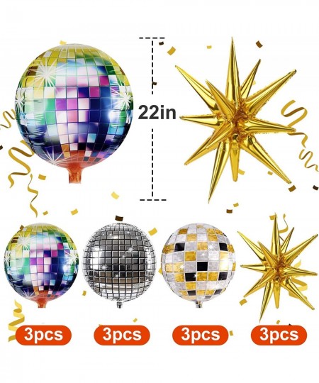 12 Pcs Disco Ball Balloons Huge Gold Explosion Star Aluminum Foil Balloons for Birthday Bachelorette Party 70s 80s 90s Theme ...