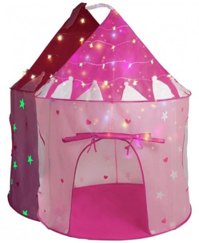 Kids Play Tent with Star Lights Bonus Carrying Case [ Pop Up Portable Glow in The Dark Stars Pink ] Princess Castle Playhouse...