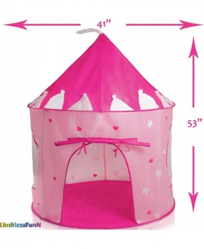 Kids Play Tent with Star Lights Bonus Carrying Case [ Pop Up Portable Glow in The Dark Stars Pink ] Princess Castle Playhouse...