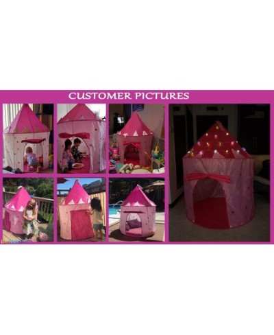 Kids Play Tent with Star Lights Bonus Carrying Case [ Pop Up Portable Glow in The Dark Stars Pink ] Princess Castle Playhouse...