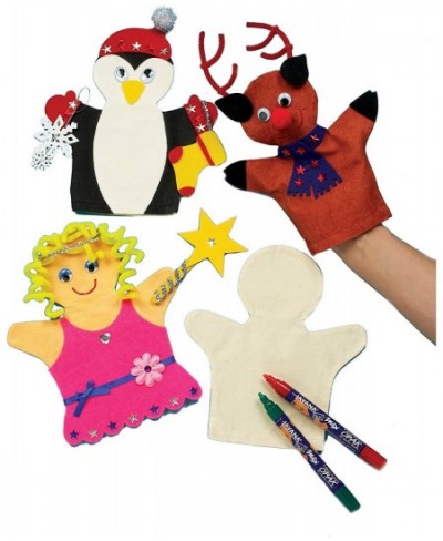 E562 Fabric Hand Puppets - Pack of 6 Story Telling Great for Art Parties Schools and Festive Crafting Activities Calico 21.5c...