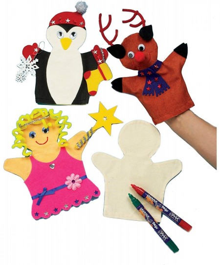 E562 Fabric Hand Puppets - Pack of 6 Story Telling Great for Art Parties Schools and Festive Crafting Activities Calico 21.5c...