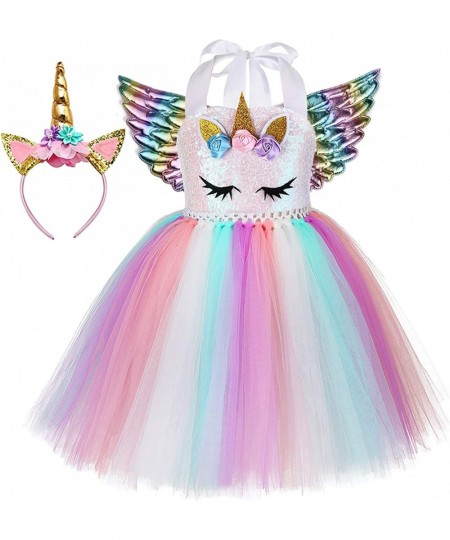 Halloween 3pcs Sequin Unicorn Dress with Wings and Headband for Girls 1-10Y Dress Up Clothes $53.78 - Kids' Costumes