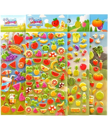 PVC Foam Stickers Fruit Vegetable Bubble Puffy Stickers Cute Cartoon for ScrapbookingDecor 4Sheets $20.35 - Kids' Stickers