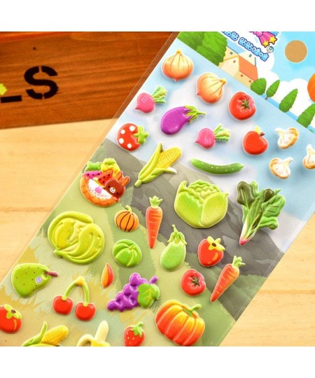 PVC Foam Stickers Fruit Vegetable Bubble Puffy Stickers Cute Cartoon for ScrapbookingDecor 4Sheets $20.35 - Kids' Stickers