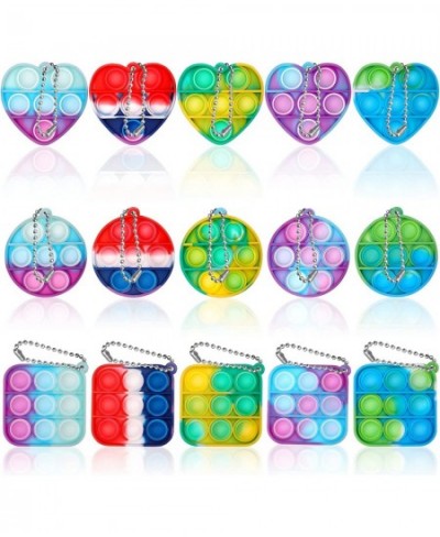 15 PCS Mini Pop Bubbles Sensory Toys Mini Stress Relief Hand Toys Keychain Toy Anxiety Stress Reliever for All Ages (Square H...