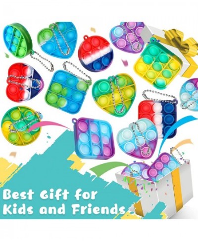 15 PCS Mini Pop Bubbles Sensory Toys Mini Stress Relief Hand Toys Keychain Toy Anxiety Stress Reliever for All Ages (Square H...