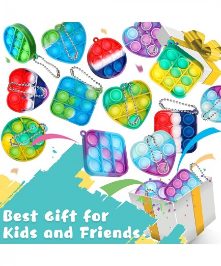 15 PCS Mini Pop Bubbles Sensory Toys Mini Stress Relief Hand Toys Keychain Toy Anxiety Stress Reliever for All Ages (Square H...