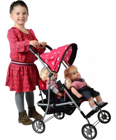 First Doll Twin Stroller - Cutest Heart Design Baby Doll Strollers - Great Toy Gift for Toddlers and Girls $60.98 - Doll Acce...