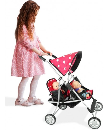 First Doll Twin Stroller - Cutest Heart Design Baby Doll Strollers - Great Toy Gift for Toddlers and Girls $60.98 - Doll Acce...