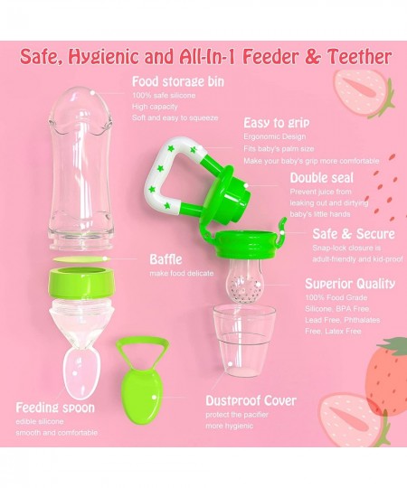 Baby Fresh Fruit /Food Feeder Pacifier (2 Pcs ) Silicone Baby Teething Toys with Additional 2 Sized Silicone Pouches & Dispen...