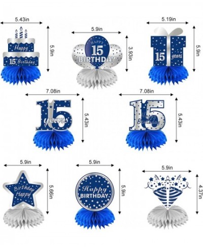 8Pcs 15th Birthday Honeycomb Centerpieces Decorations for Boys Blue Silver 15 Year Old Table Centerpiece Party Supplies Fifte...