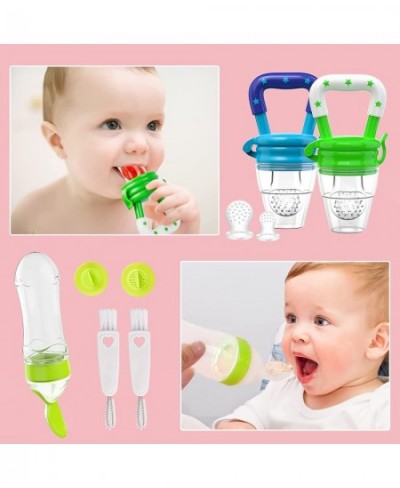 Baby Fresh Fruit /Food Feeder Pacifier (2 Pcs ) Silicone Baby Teething Toys with Additional 2 Sized Silicone Pouches & Dispen...