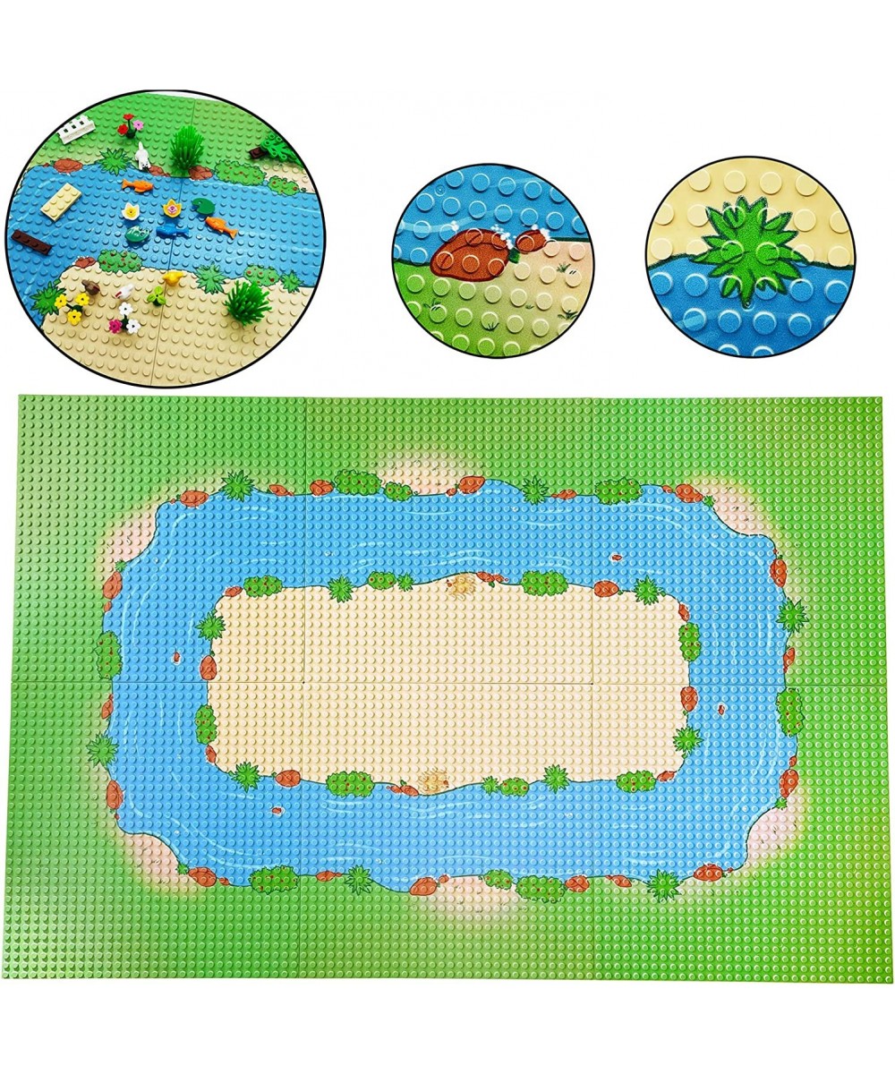 6 Pack Grassland Rivers Pattern Baseplate 10" x 10" - Building Brick Base Plate Compatible with All Major Brands for City Roa...