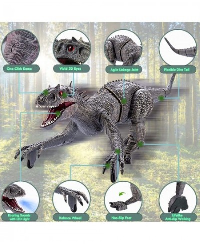 8 Channels Remote Control Dinosaur Toys Big Electric RC Walking Dinosaur Robot Toy w/ Water Mist Flashing Light Roaring Power...