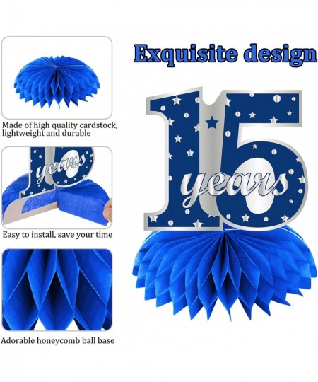 8Pcs 15th Birthday Honeycomb Centerpieces Decorations for Boys Blue Silver 15 Year Old Table Centerpiece Party Supplies Fifte...